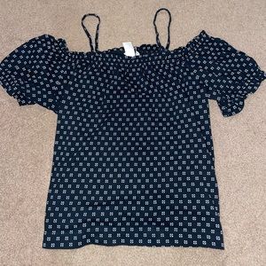 Off the shoulder printed black top